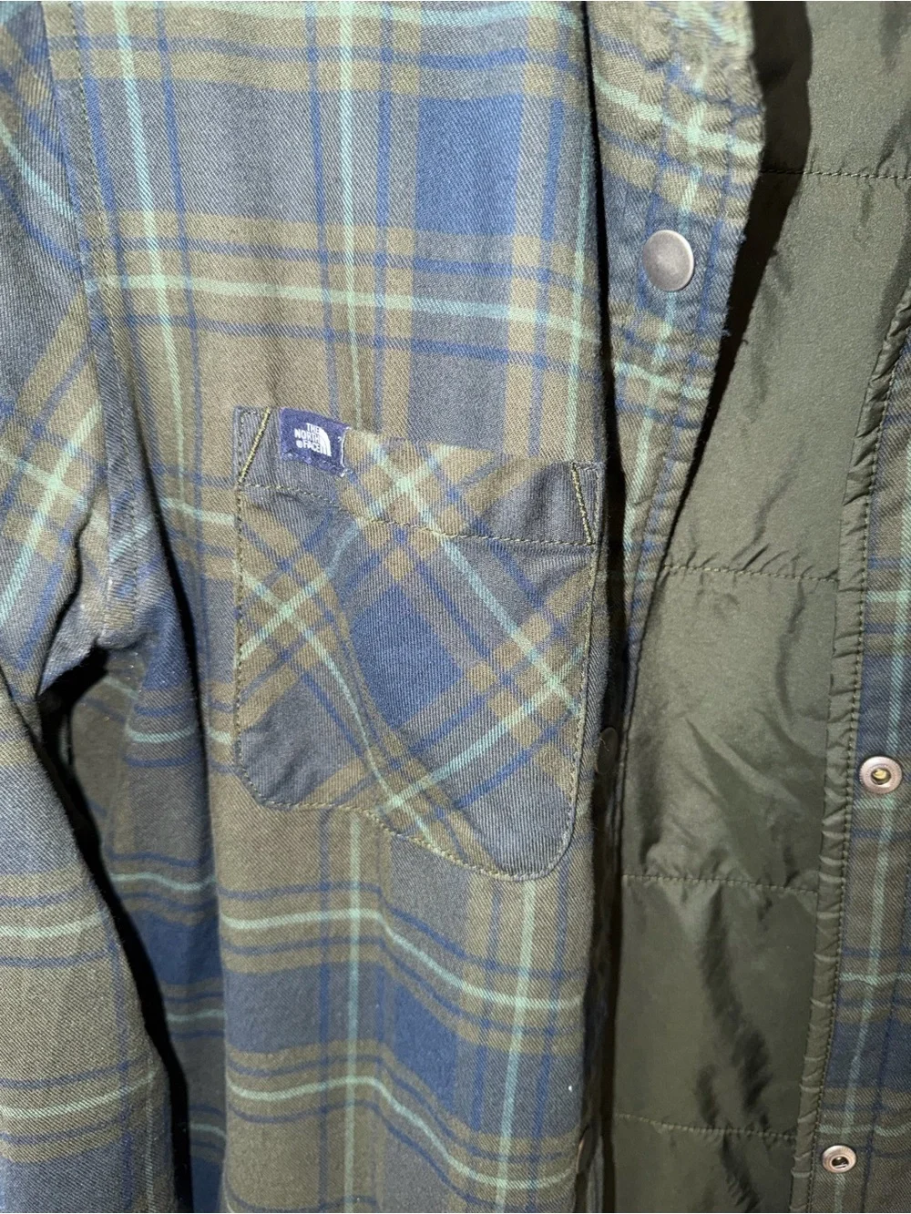 The North Face Men's Dark Olive Green Quilted Raincoat